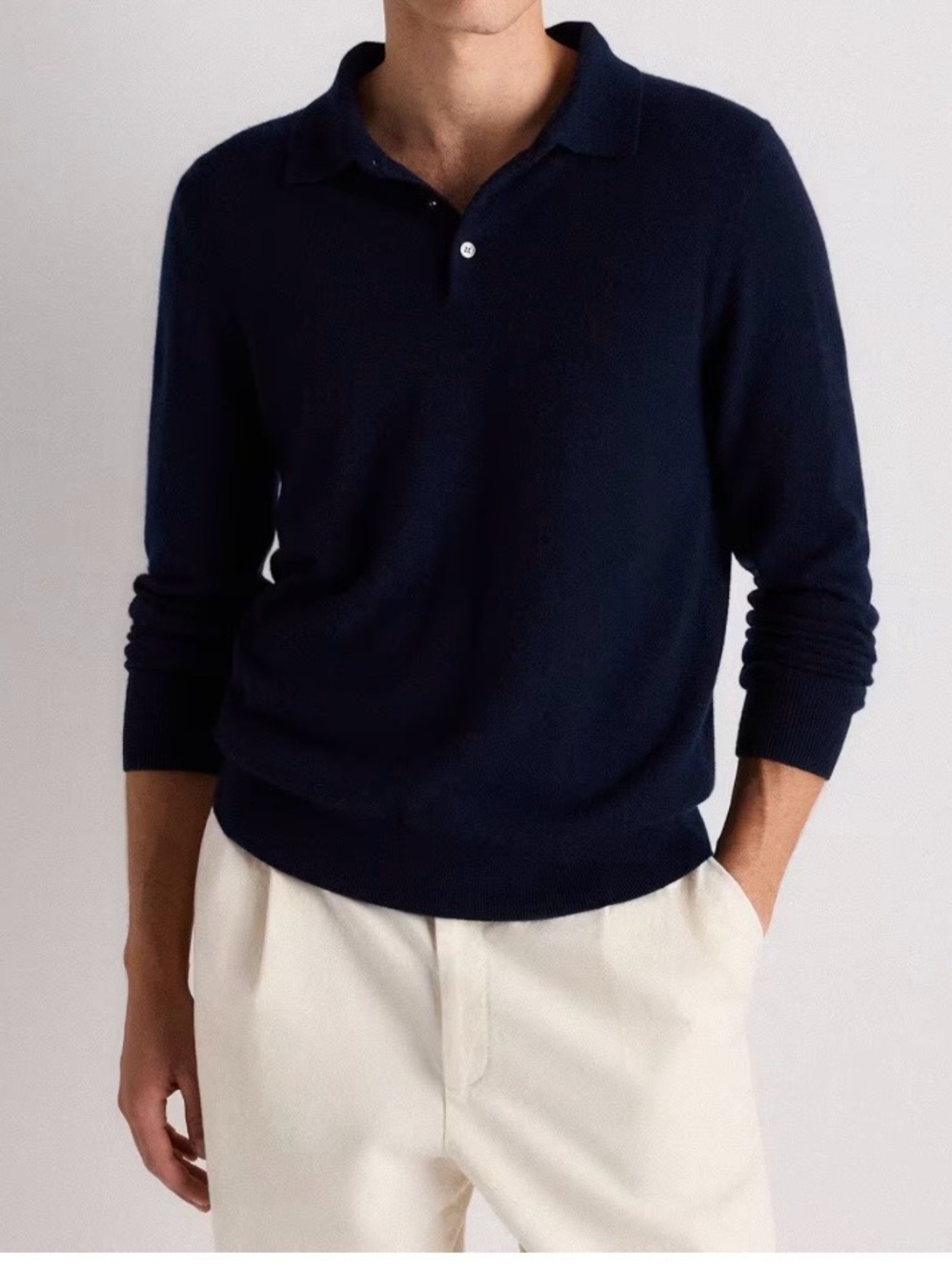 Quince Men Mongolian Cashmere Polo Sweater Black Size Large